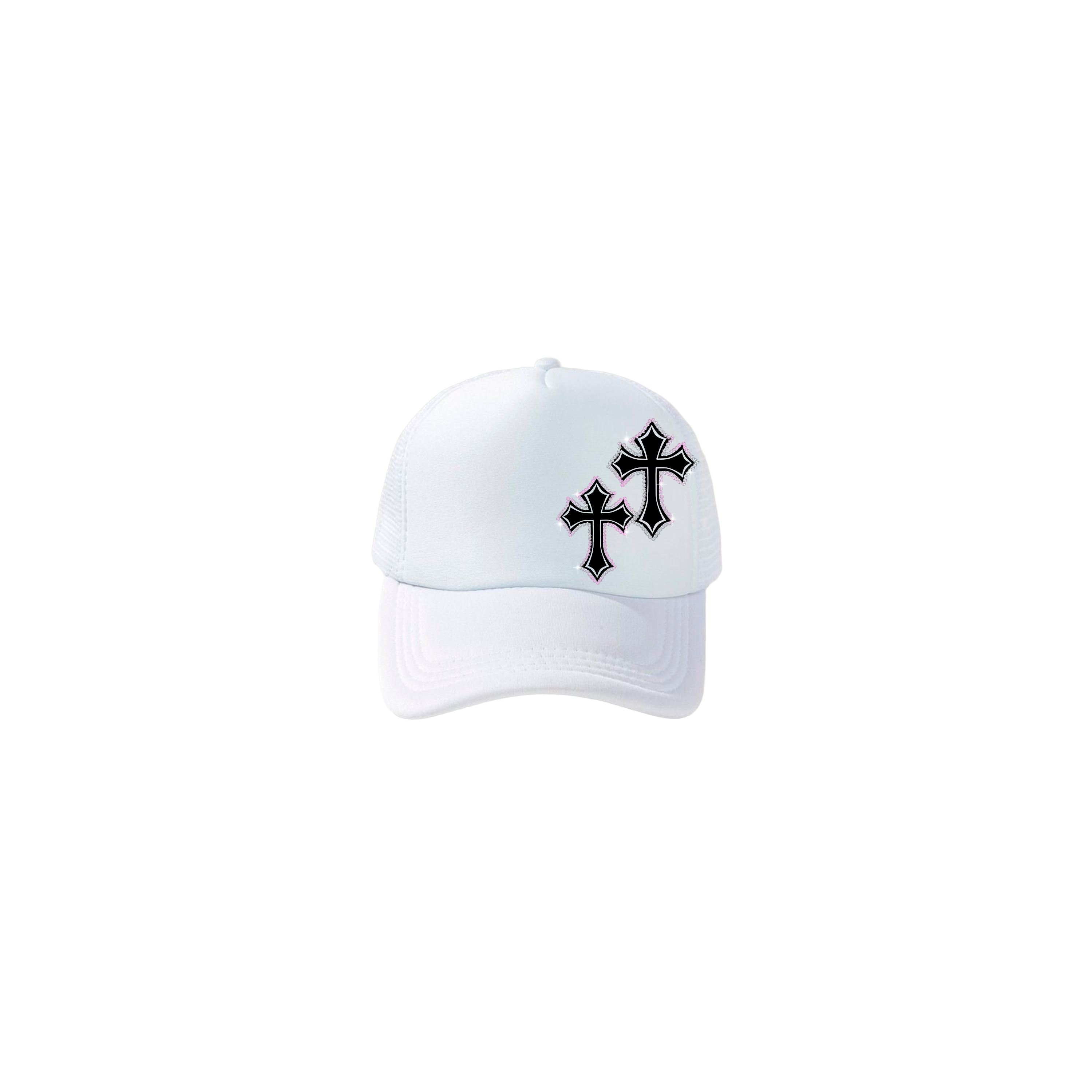 Gorra Cruces Blanca con Brillos